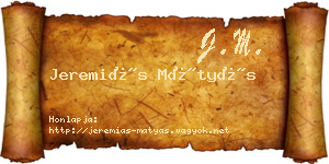 Jeremiás Mátyás névjegykártya